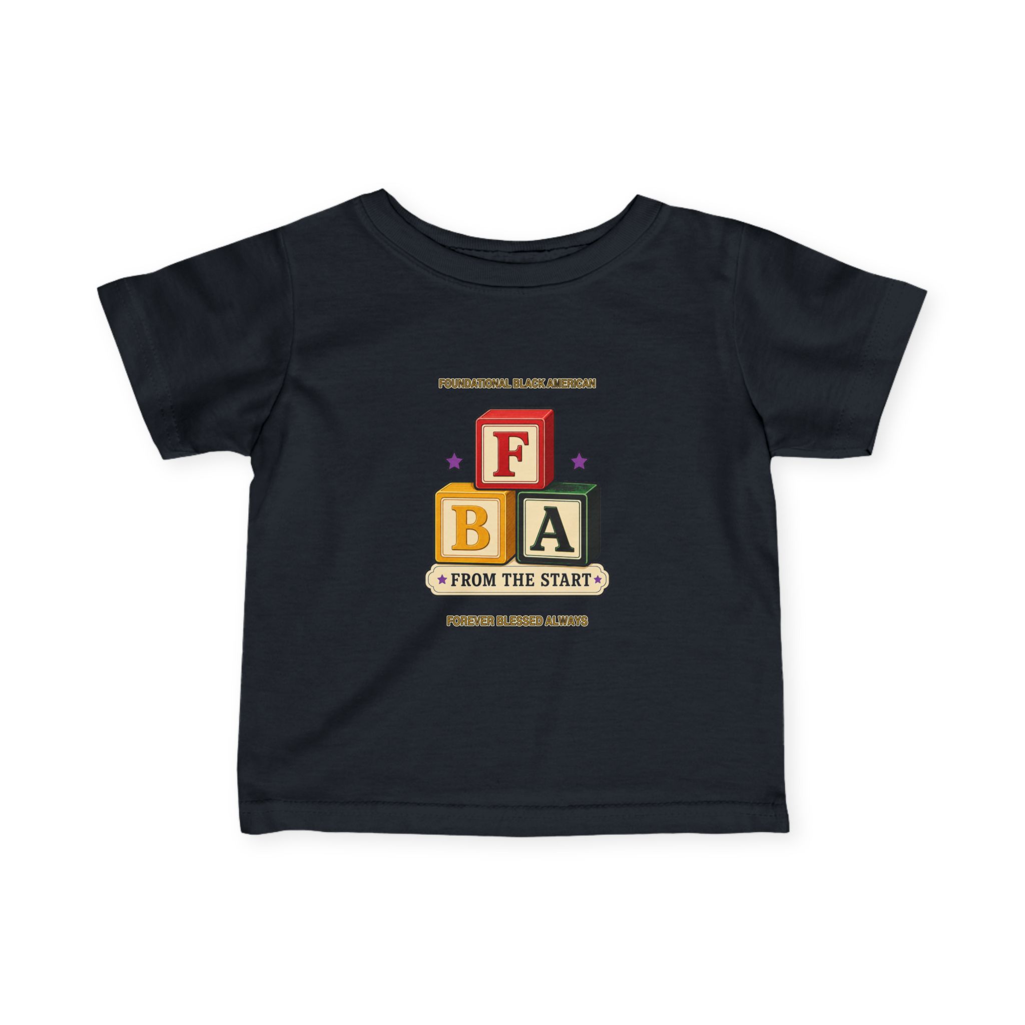 FBA Stacked Blocks Infant T-Shirt | Foundational Black American Baby Tee - Image 5