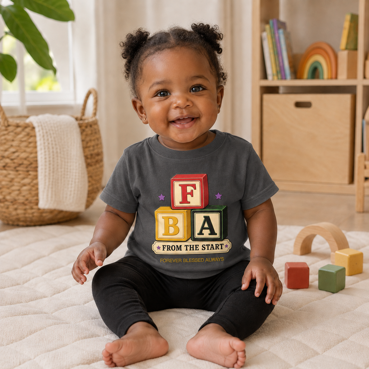 FBA Stacked Blocks Baby T-Shirt |Forever Blessed Always Baby Tee - Image 2