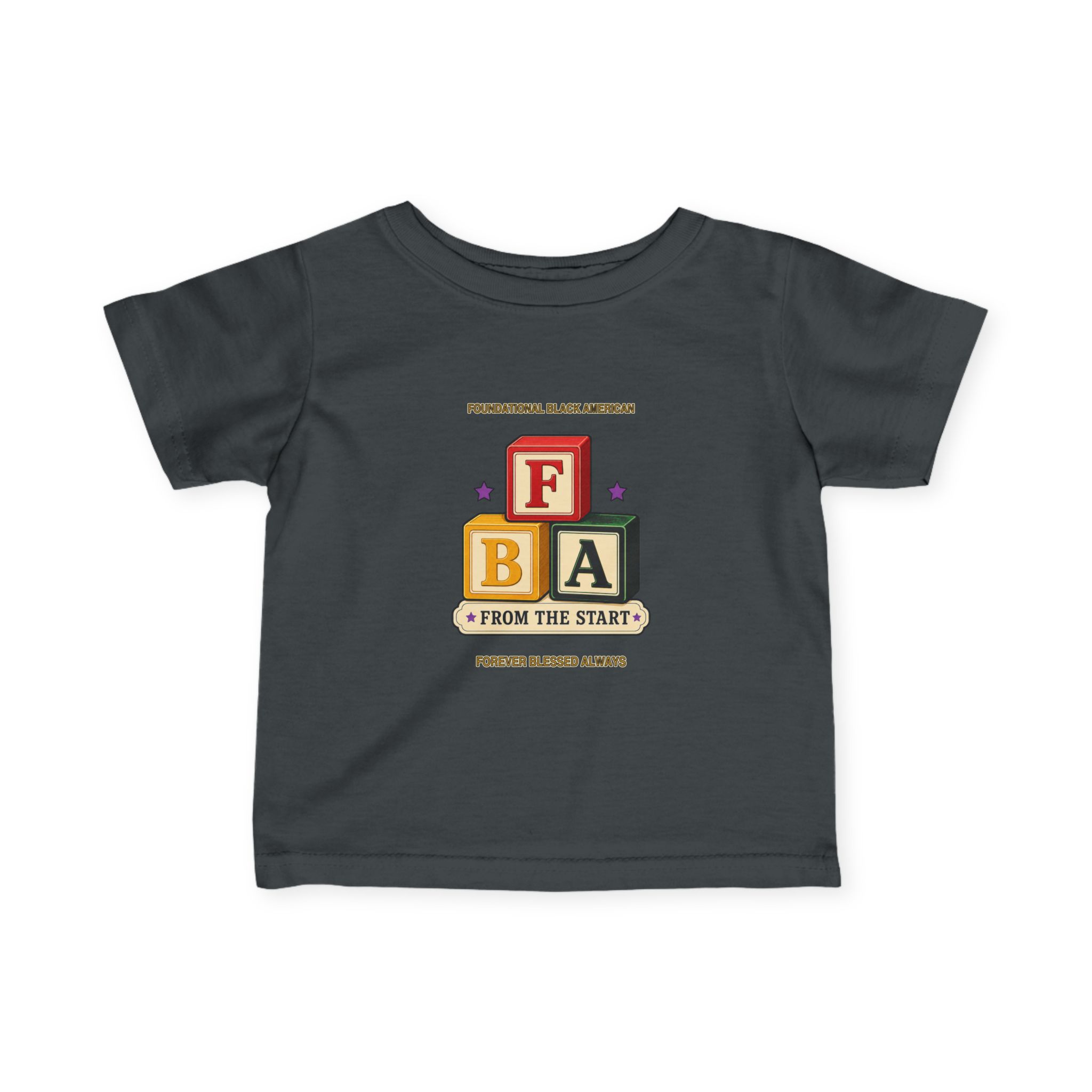 FBA Stacked Blocks Infant T-Shirt | Foundational Black American Baby Tee - Image 16