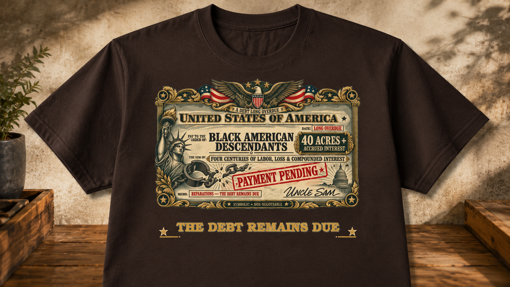 Dark chocolate Reparations Check tee