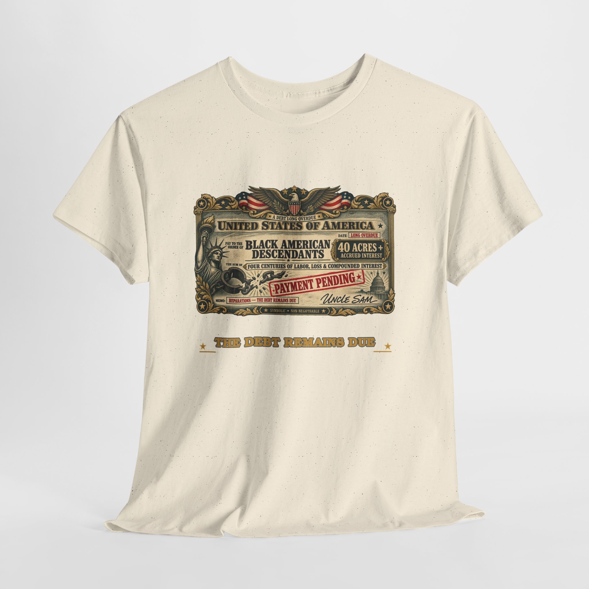 The Debt Remains Due | Black American Descendants Reparations Tee - Image 8