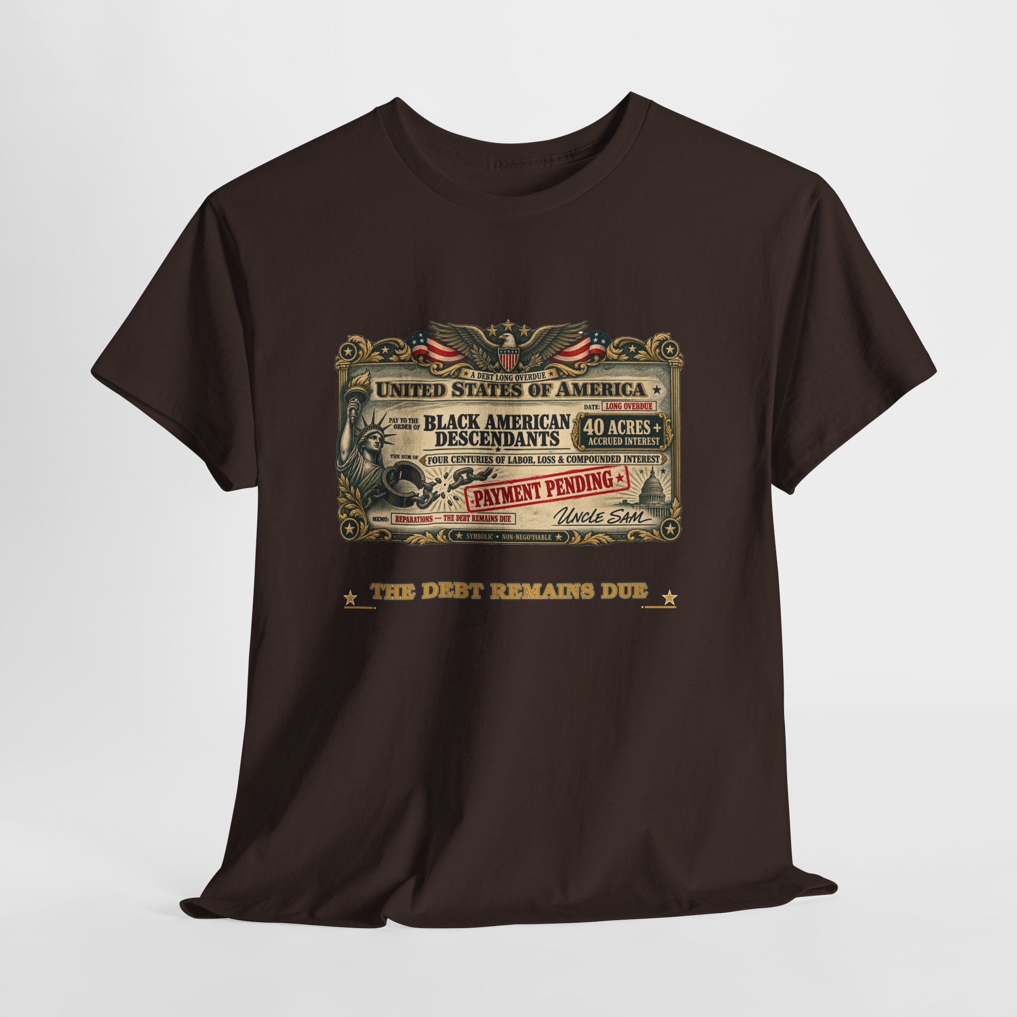 The Debt Remains Due | Black American Descendants Reparations Tee - Image 7