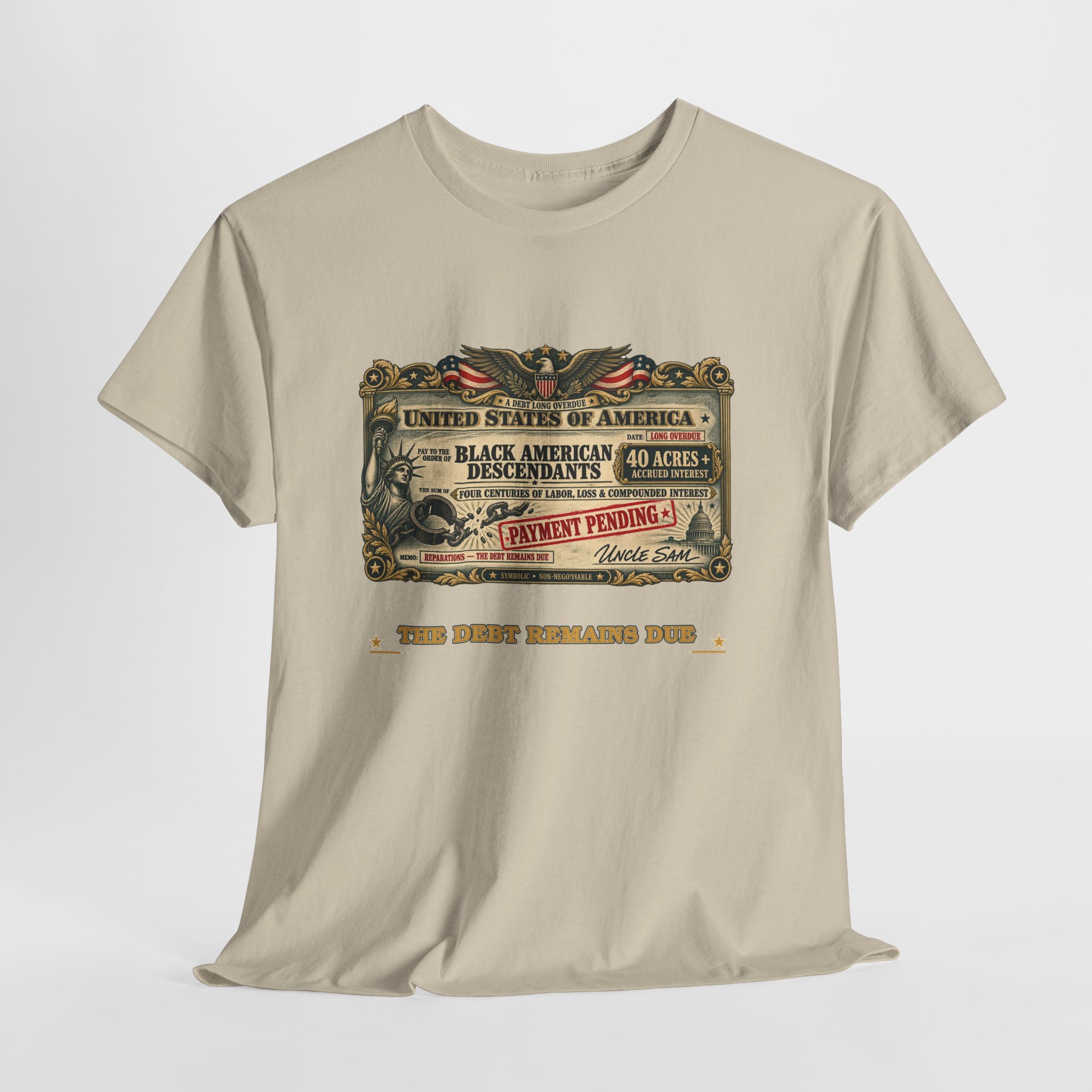 The Debt Remains Due | Black American Descendants Reparations Tee - Image 6