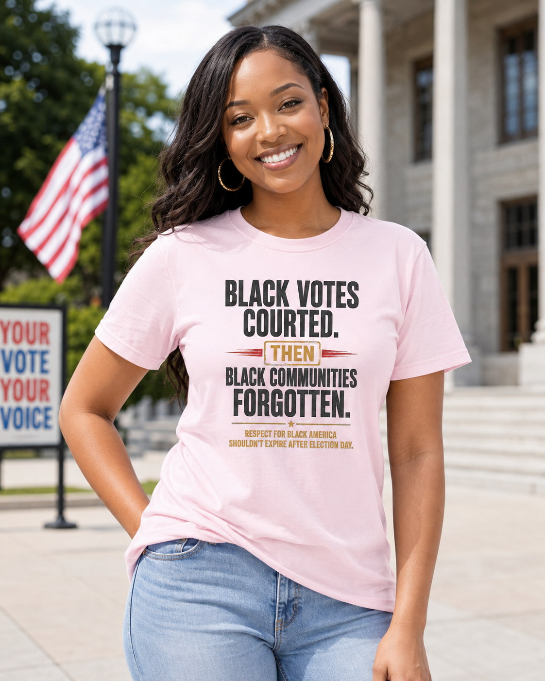 Black Votes Courted. Black Communities Forgotten. Tee - Image 6