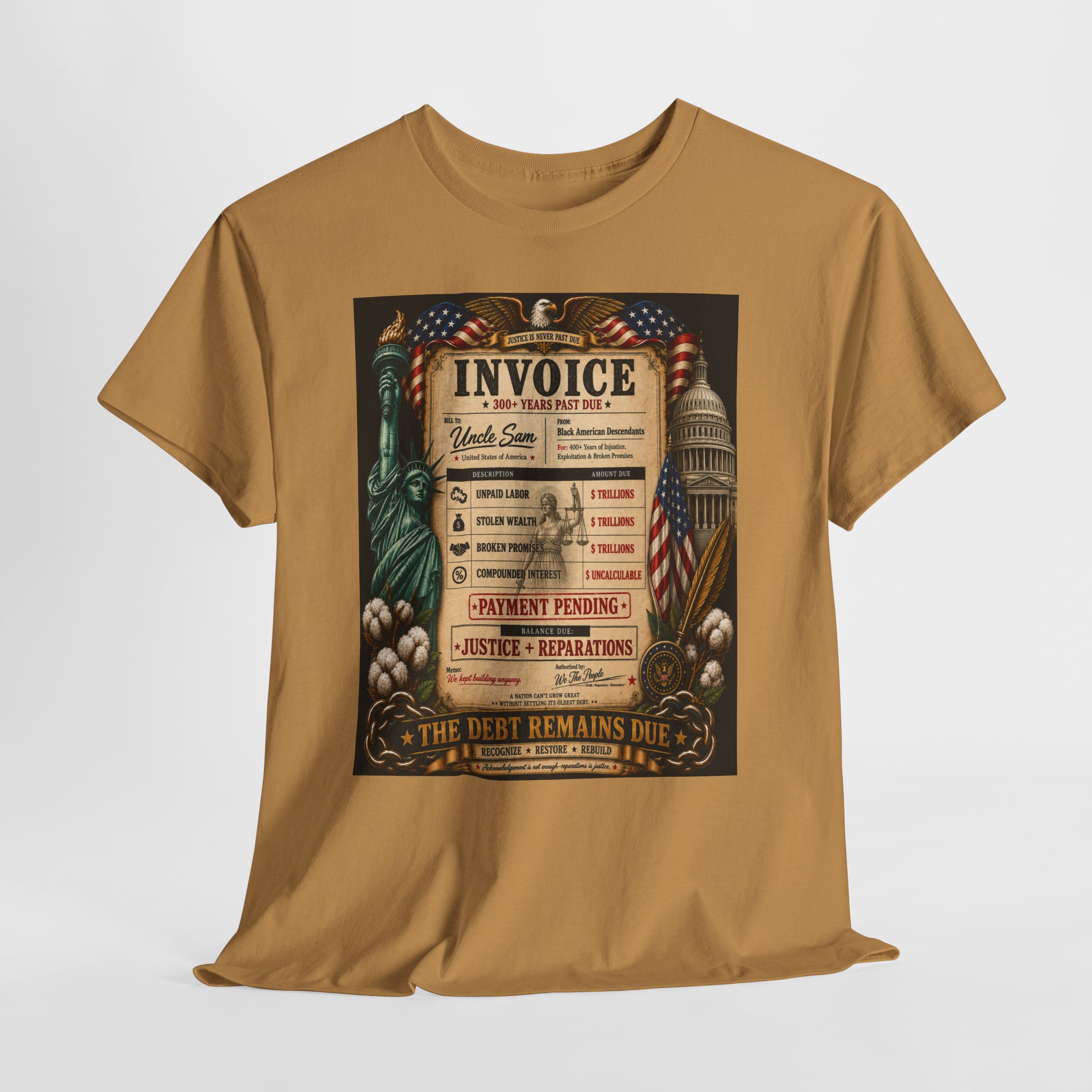 Reparations Invoice Tee | The Debt Remains Due Unisex Heavy Cotton Tee - Image 9